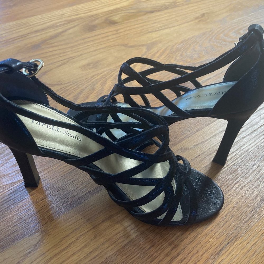 Papell Studio Black Strappy Heels